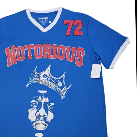 Notorious B.I.G. Mens Large T Shirt Biggie Graphic Mesh Football Jersey Style - Picture 3 of 7